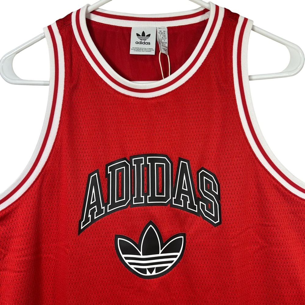 Adidas Red Basketball Tank Top Kids Boys XL Athletic Jersey Trefoil Logo NWT
